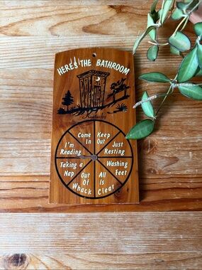 Vintage Wood Bathroom Occupancy Spinner Sign
